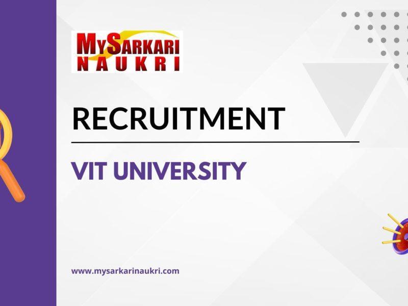 VIT University Recruitment