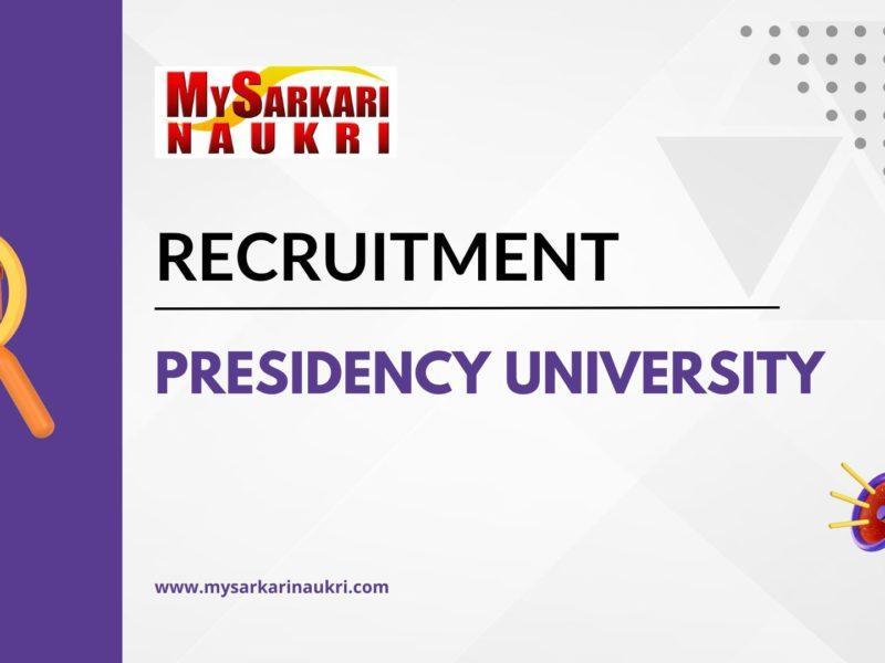 Presidency University Recruitment