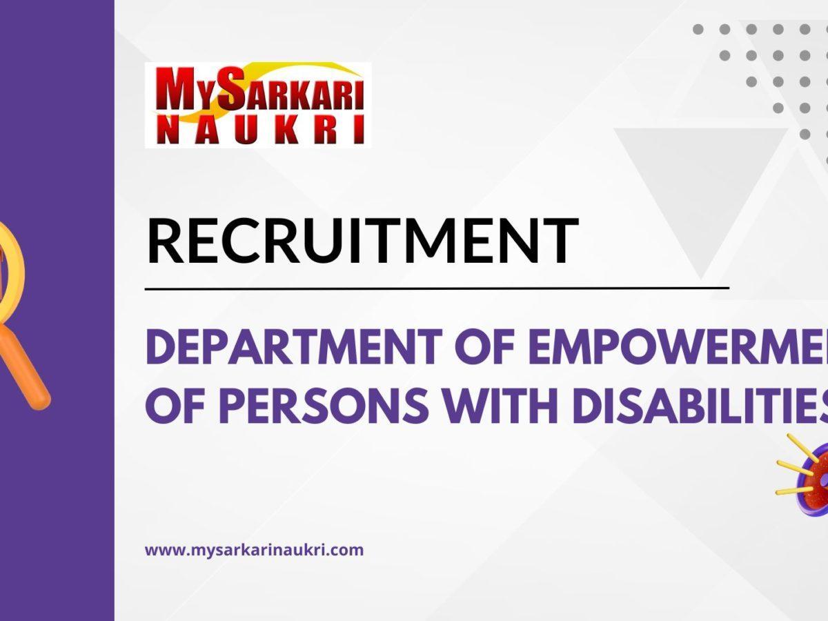 Department of Empowerment of Persons with Disabilities Recruitment