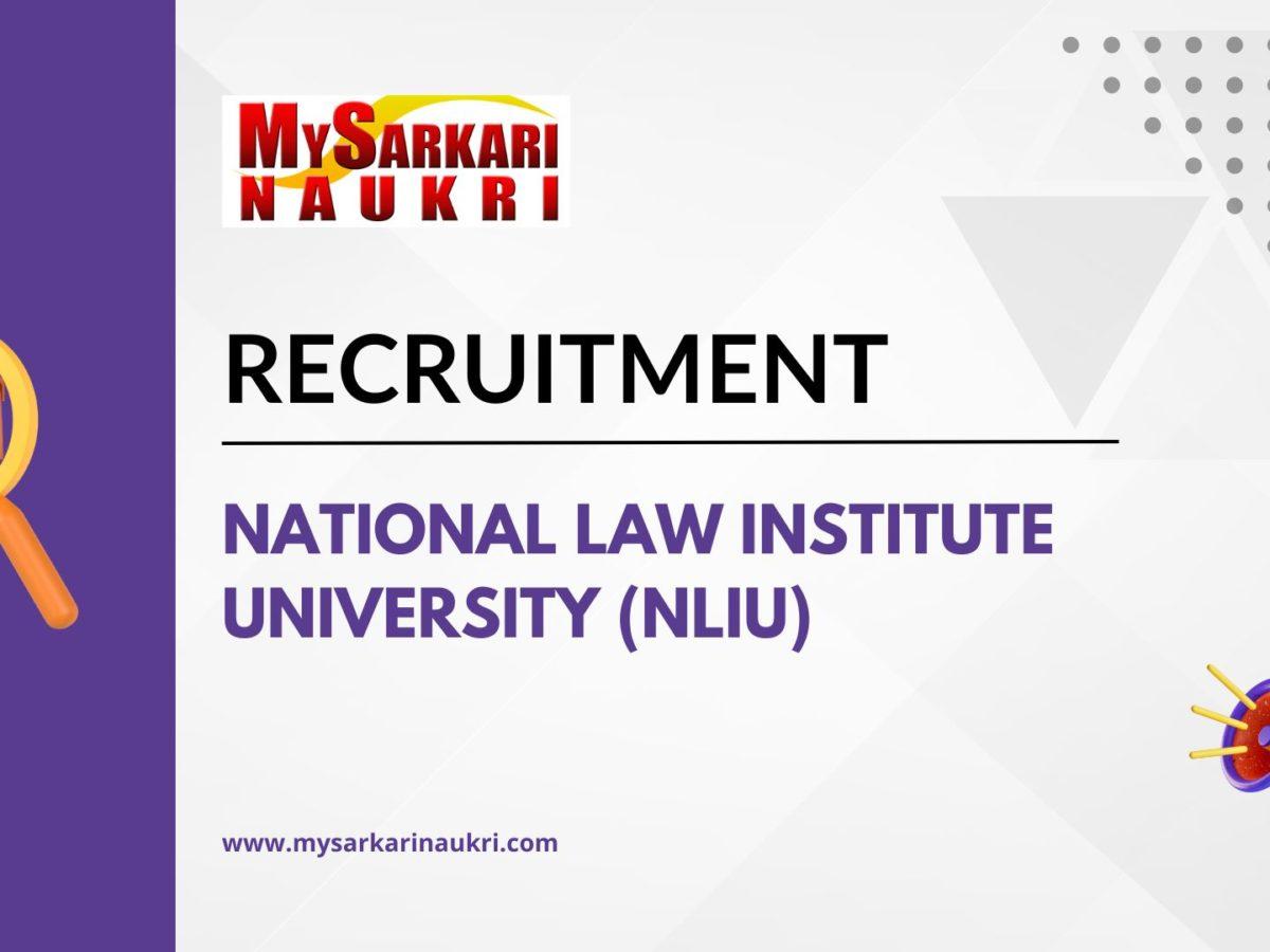 National Law Institute University (NLIU) Recruitment