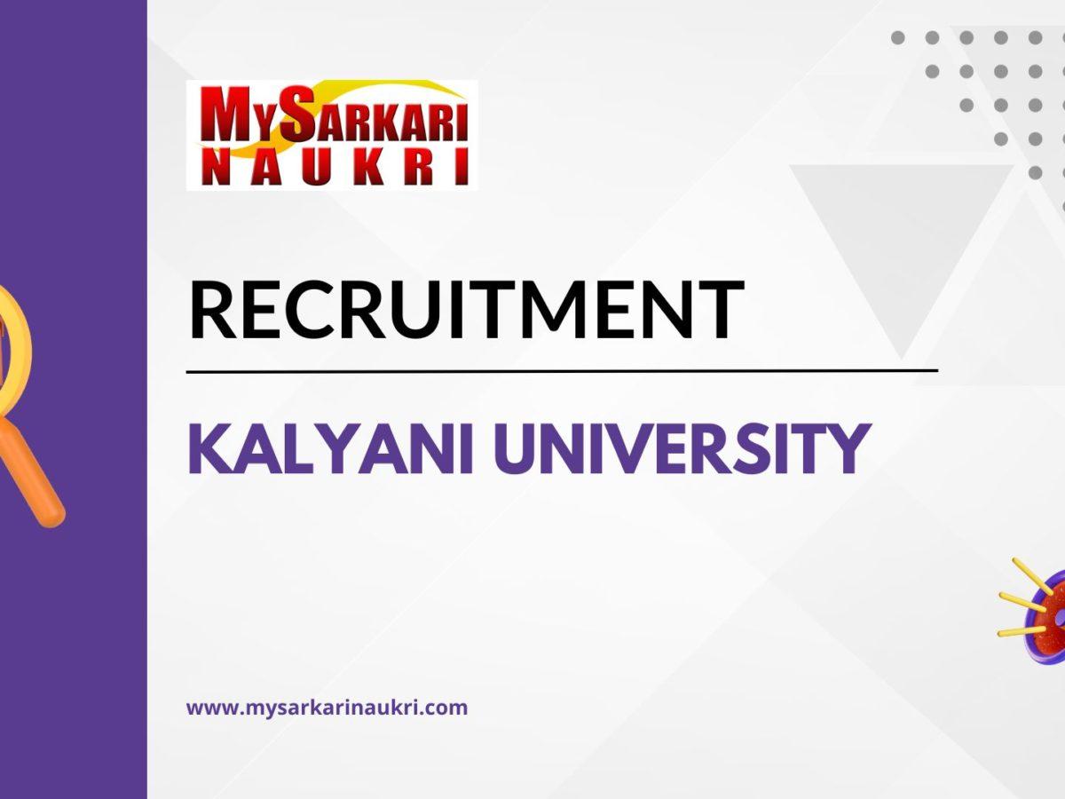 Kalyani University Recruitment