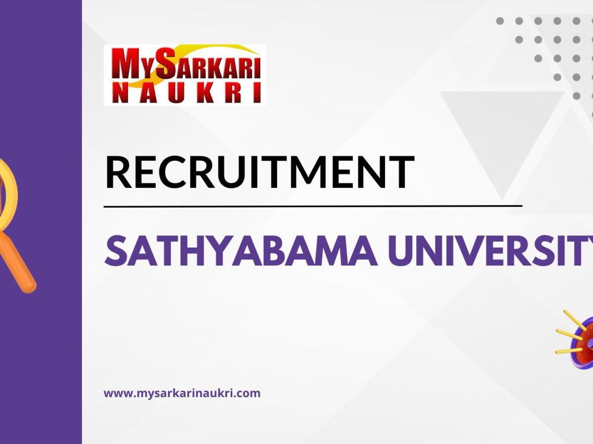 Sathyabama University Recruitment