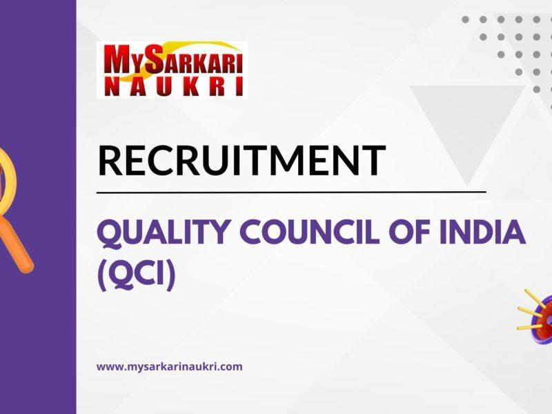 Quality Council of India (QCI) Recruitment