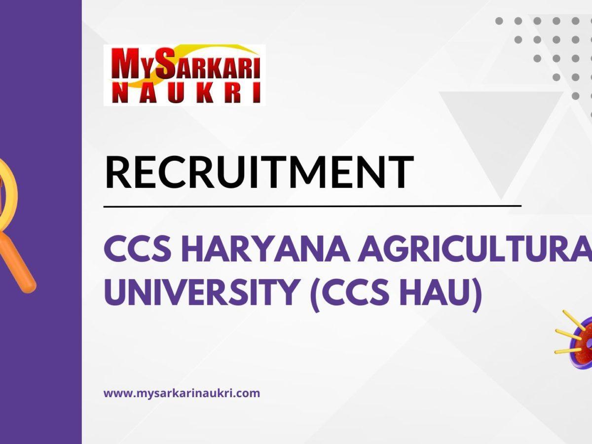 CCS Haryana Agricultural University (CCS HAU) Recruitment