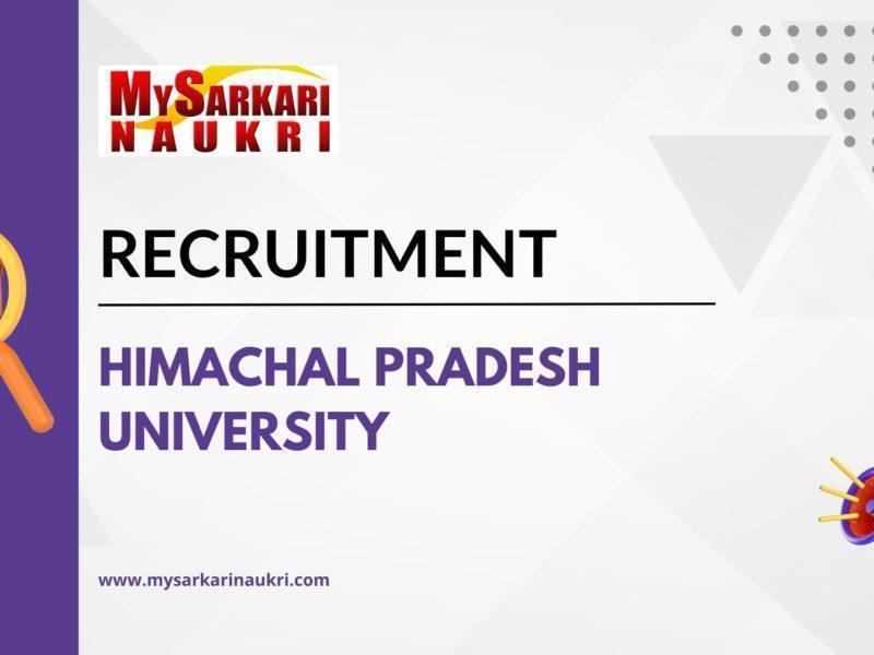 Himachal Pradesh University Recruitment