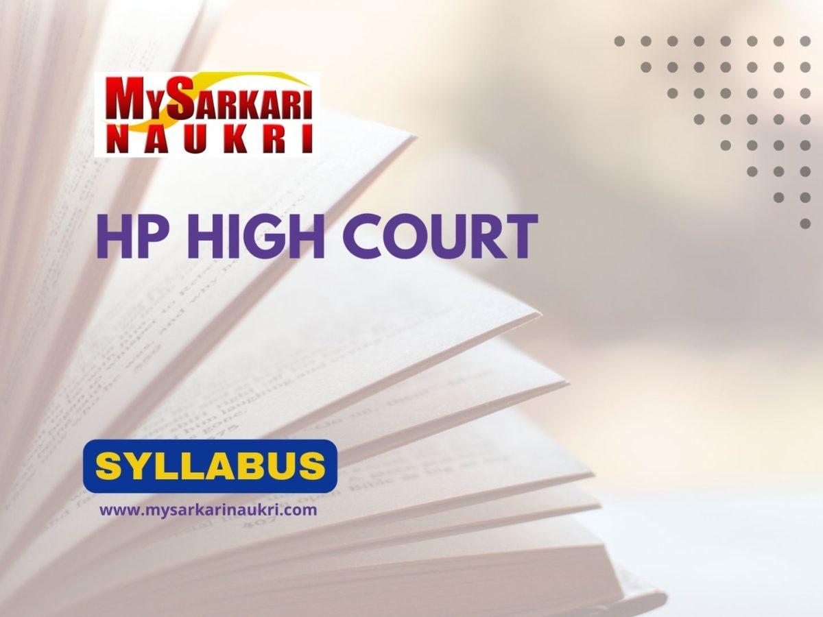 HP High Court Syllabus