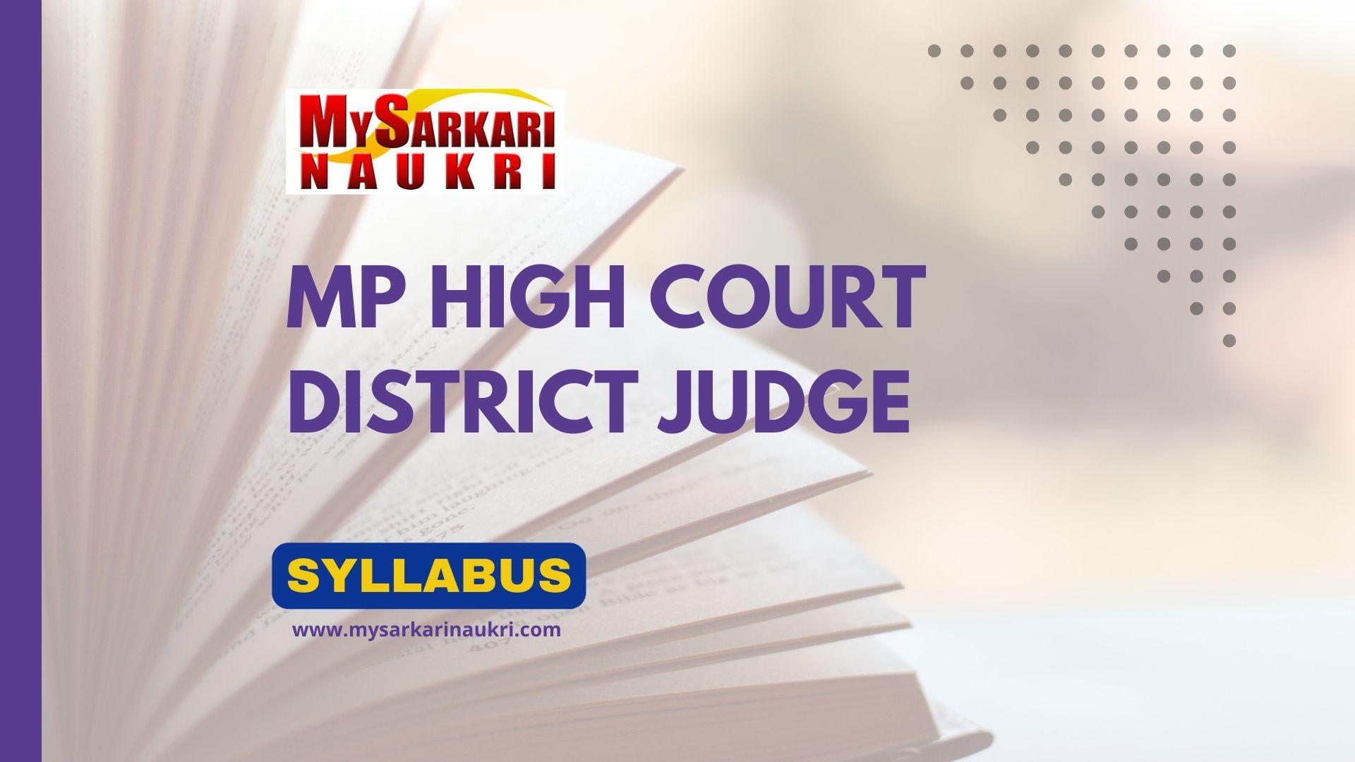 Mp High Court District Judge Syllabus Exam Pattern Mysarkarinaukri En