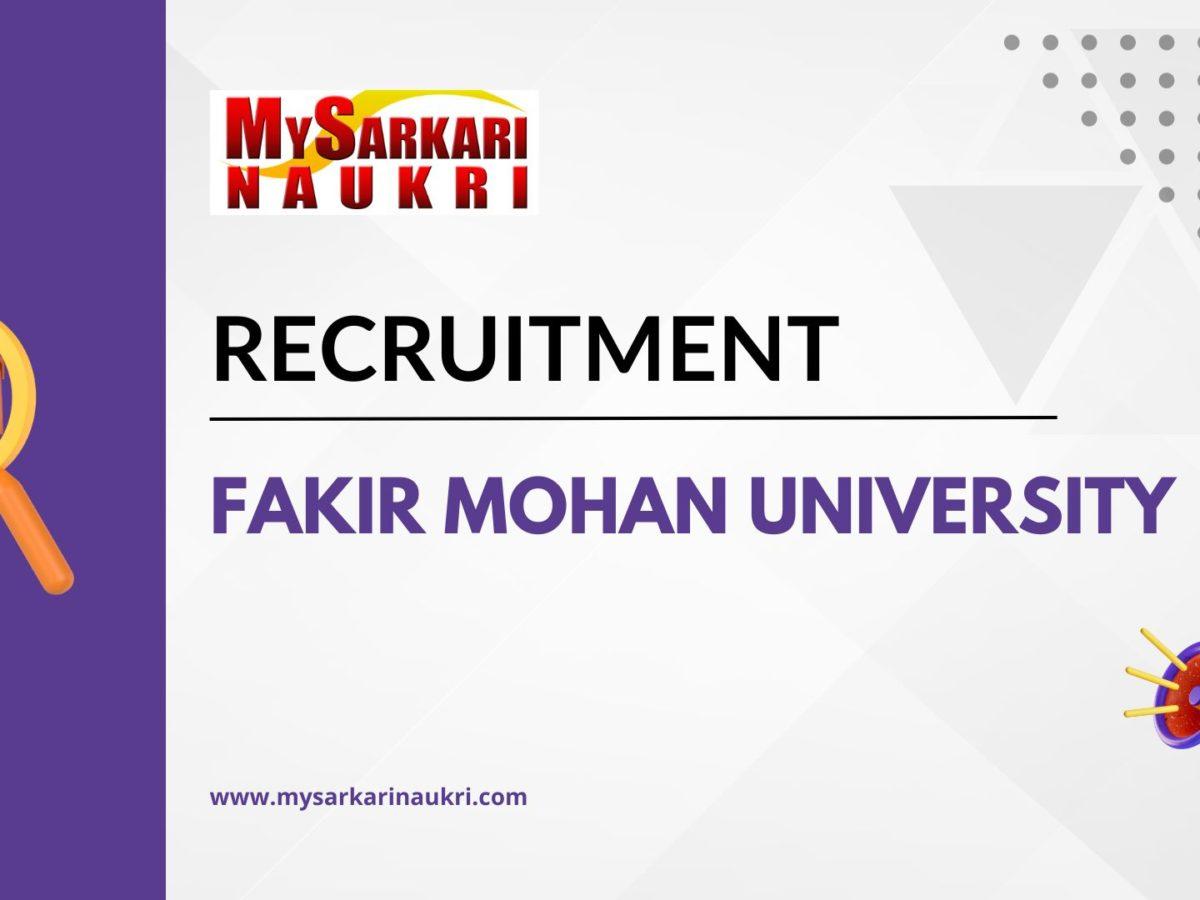 Fakir Mohan University Recruitment
