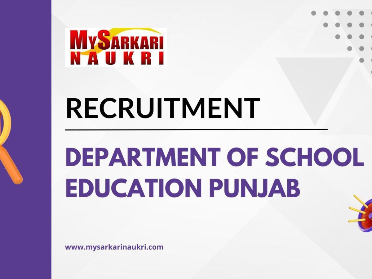 Department of School Education Punjab Recruitment