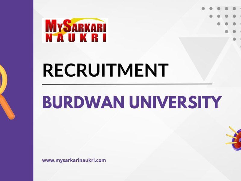 Burdwan University Recruitment