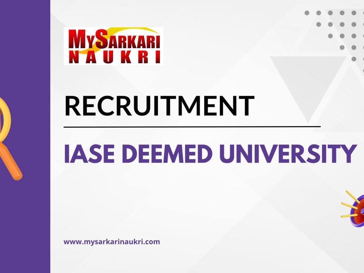 IASE Deemed University Recruitment