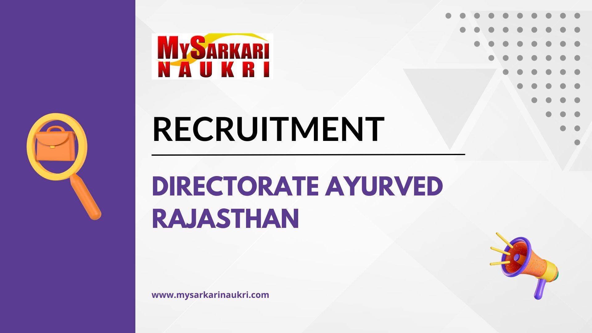 Directorate of Ayurved Rajasthan Recruitment MySarkariNaukri En