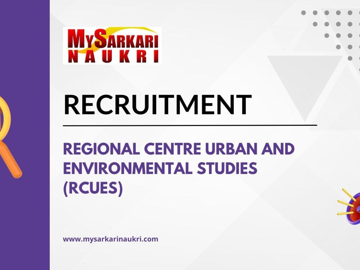 Regional Centre Urban And Environmental Studies (RCUES)