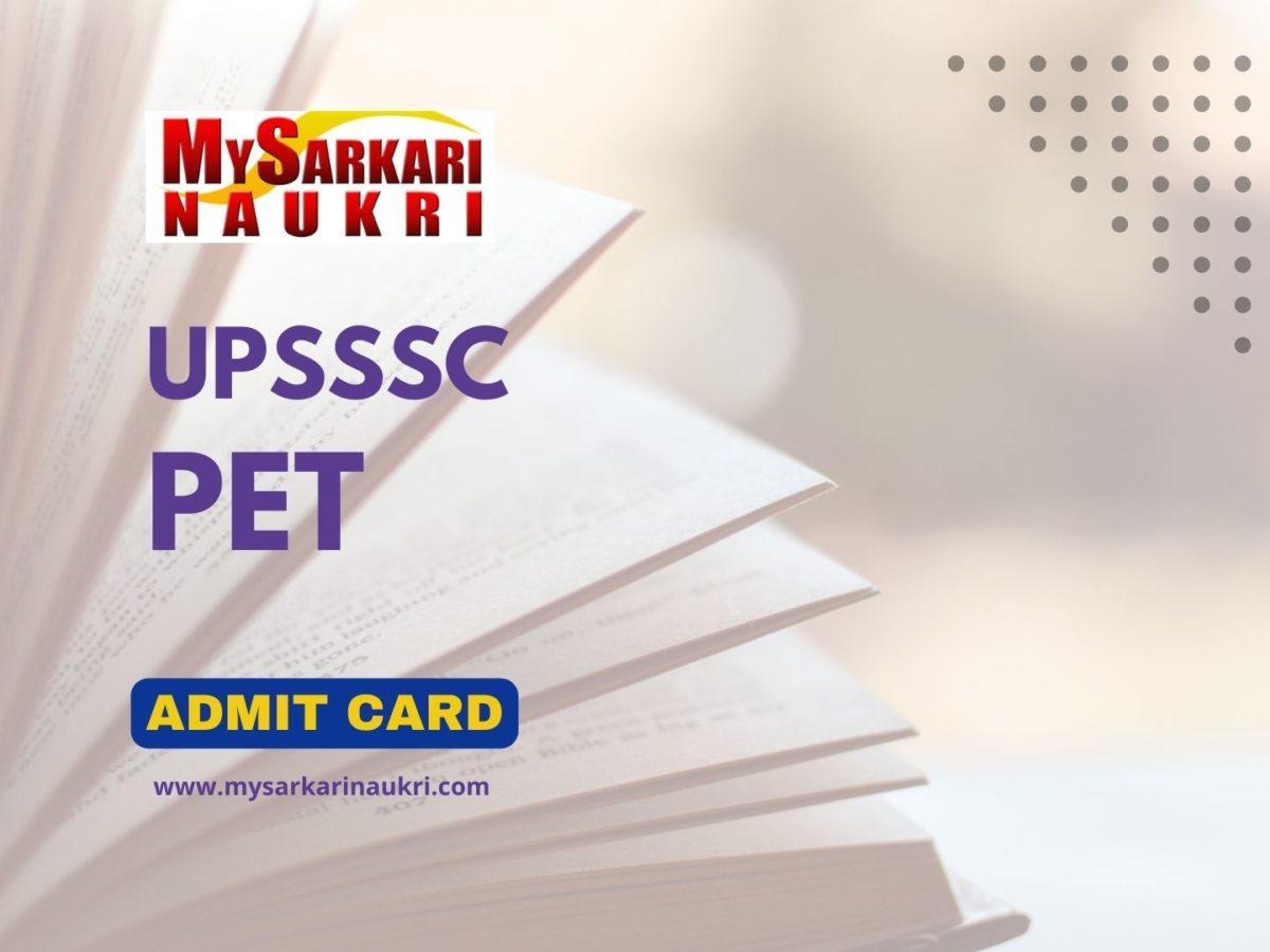 UPSSSC PET Admit Card