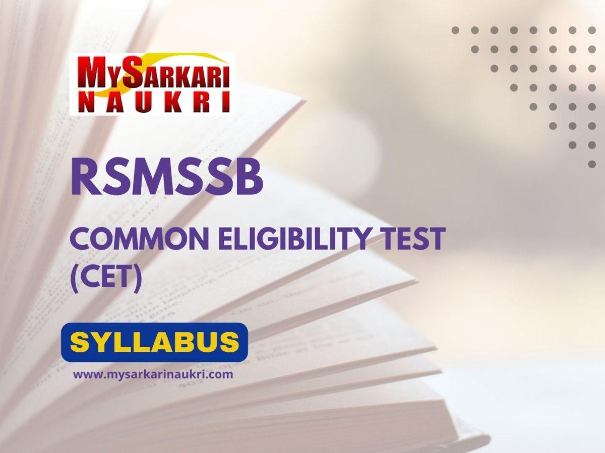 RSMSSB CET Syllabus