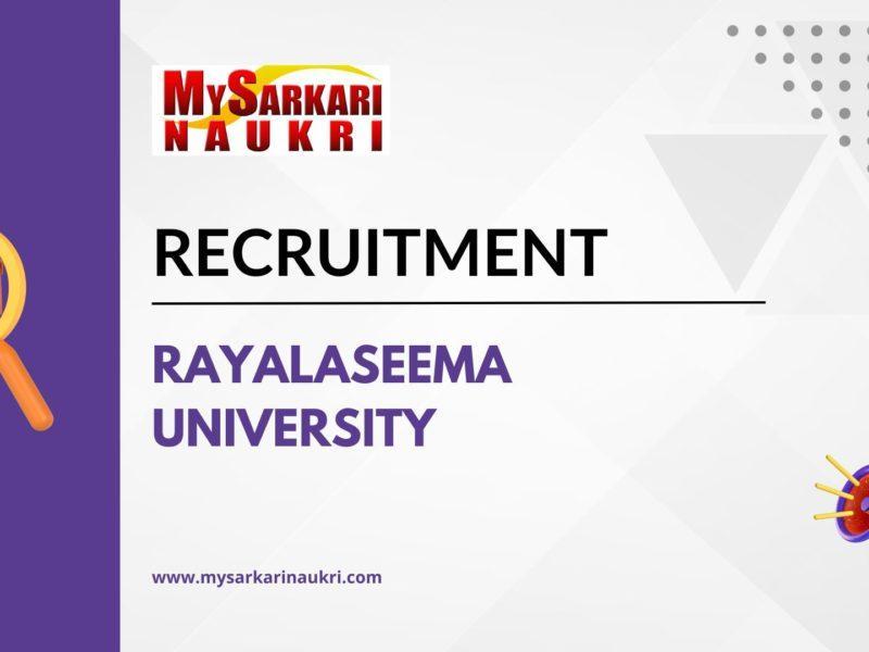 Rayalaseema University Recruitment