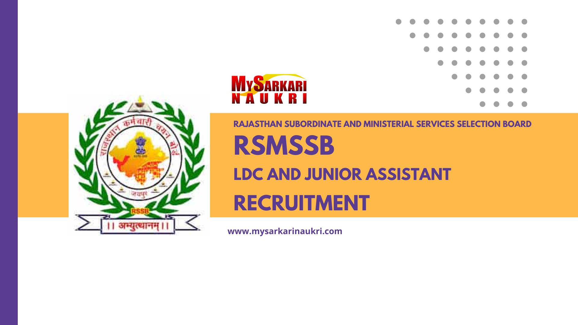 RSMSSB LDC And Junior Assistant Recruitment 2024 For 4197 Posts | Apply ...