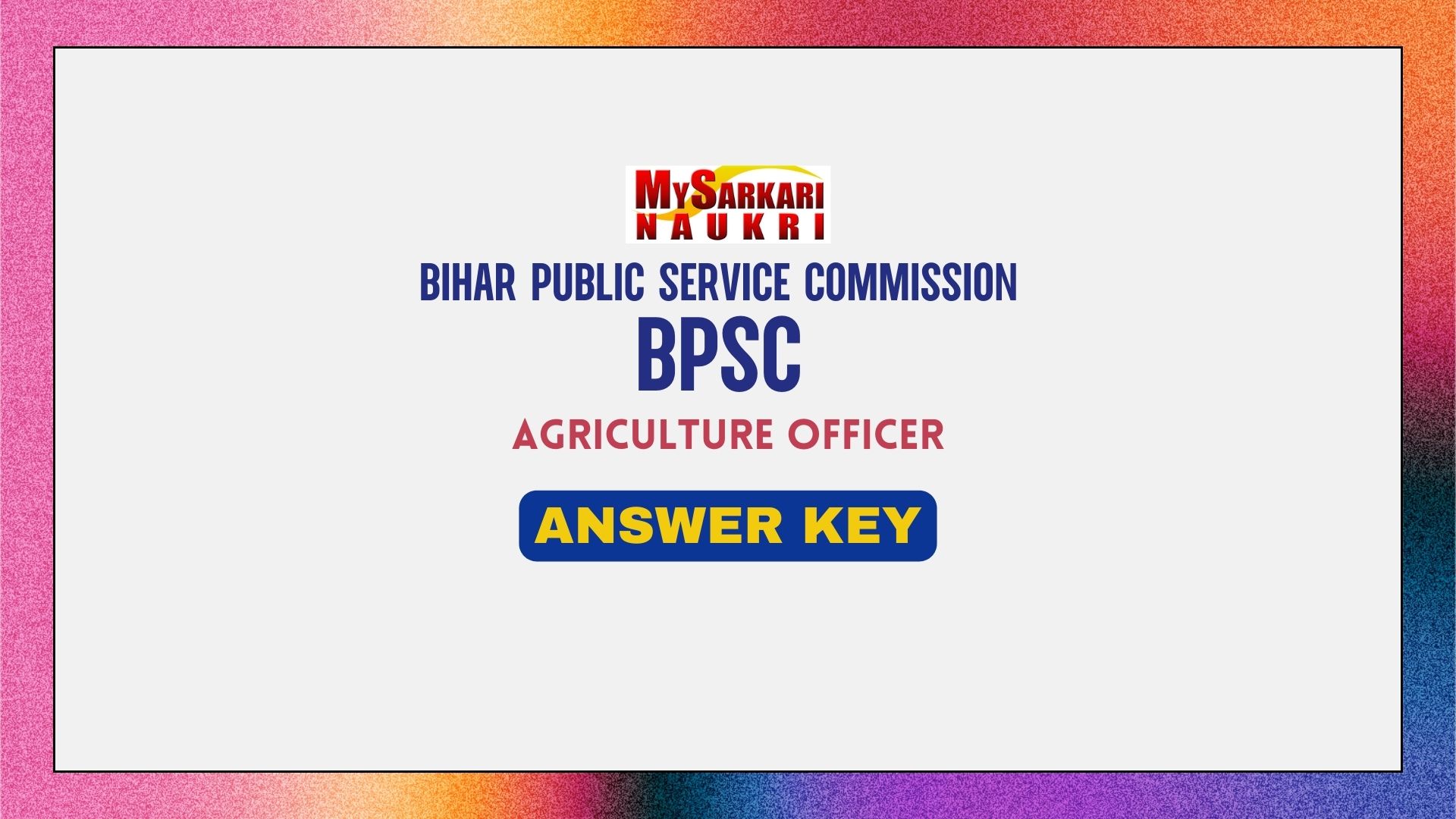 BPSC Agriculture Officer Answer Key 2024 (Out) | Exam Key, Objections ...