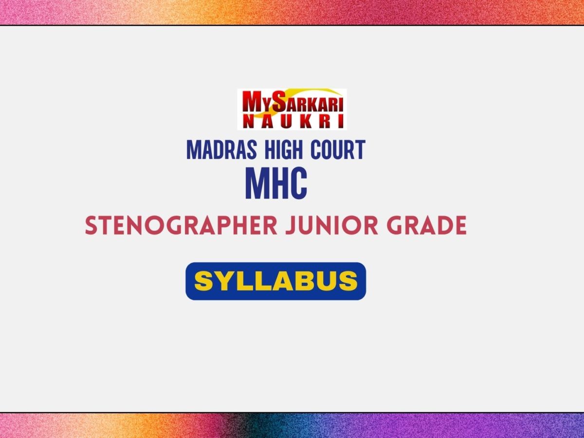 Madras High Court Junior Grade Stenographer Syllabus