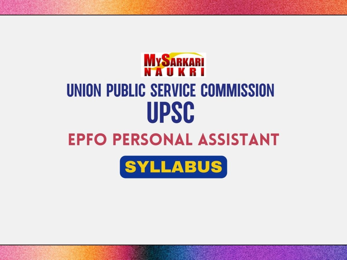 UPSC EPFO Personal Assistant Syllabus