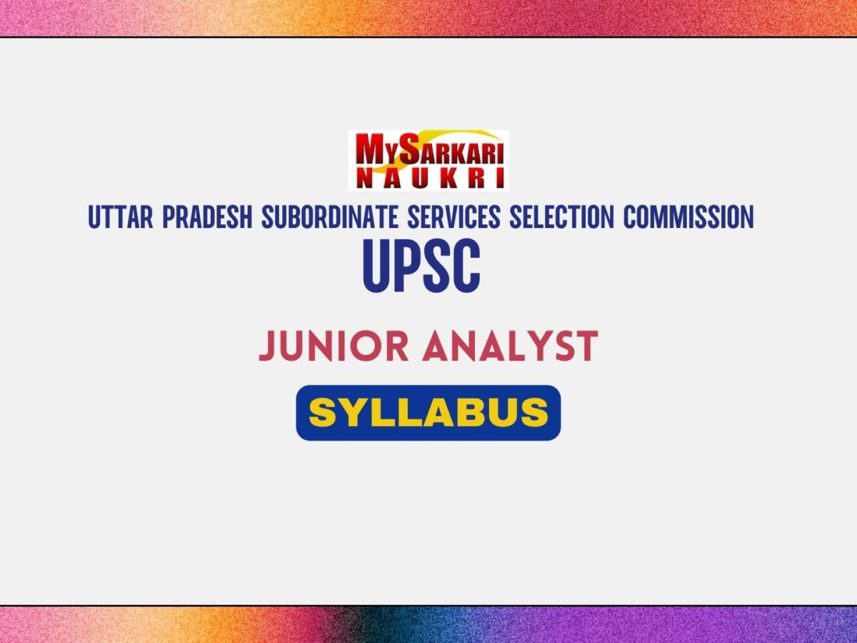 UPSSSC Junior Analyst Syllabus