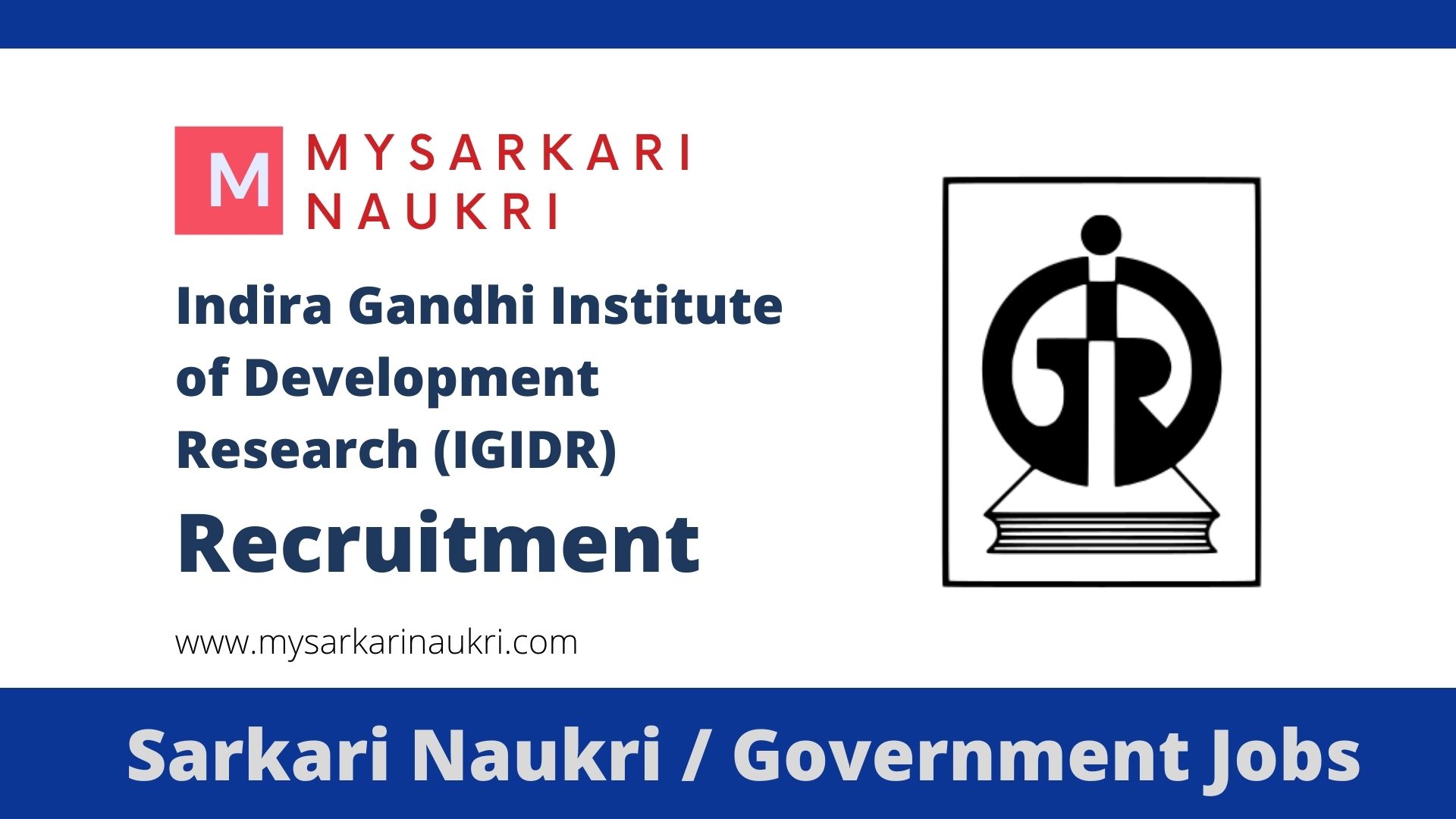 IGIDR Recruitment 2023 for 12 Assistant Professor - MySarkariNaukri.com