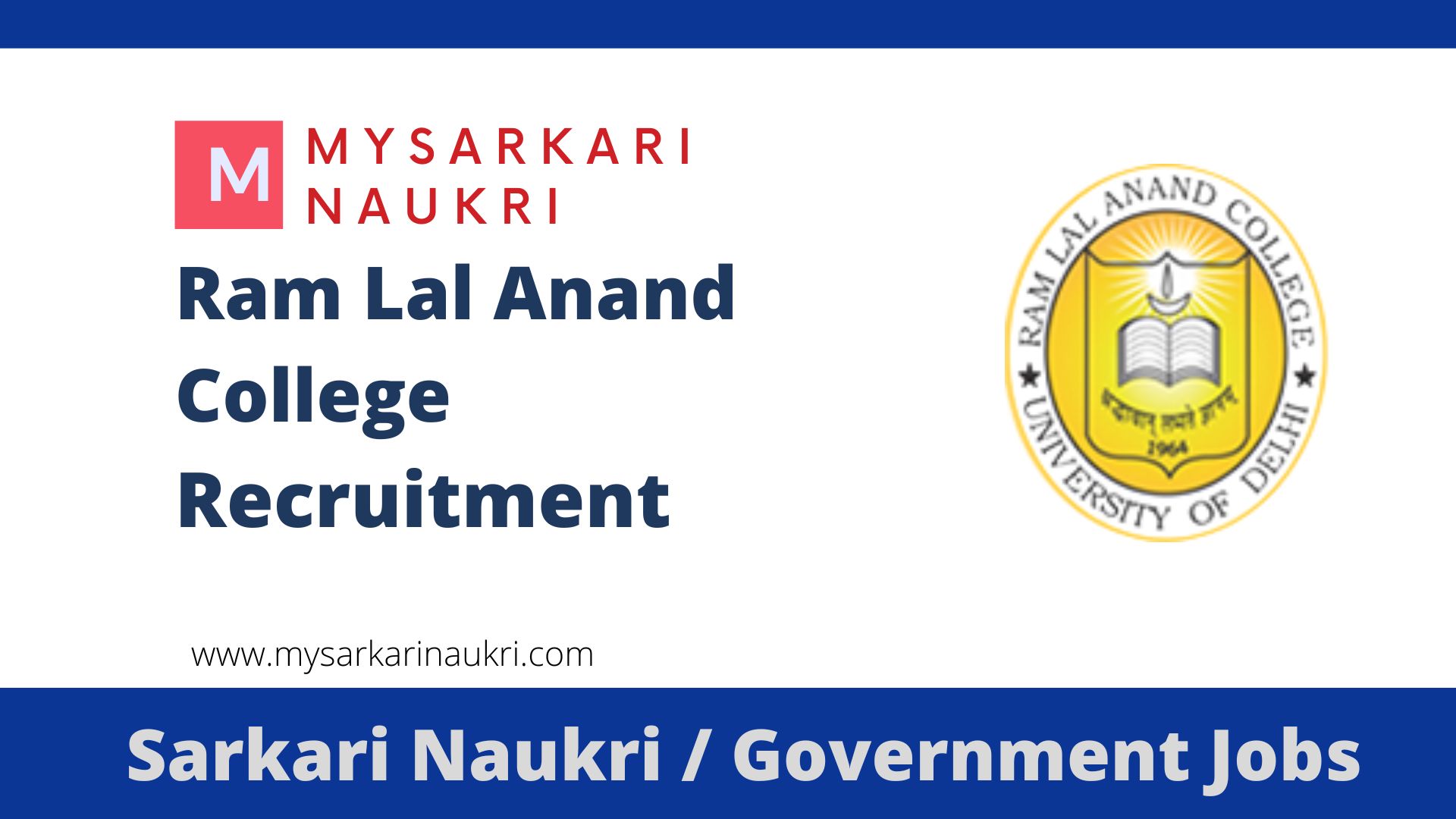 Ram Lal Anand College Recruitment 2024 for Research Associate ...