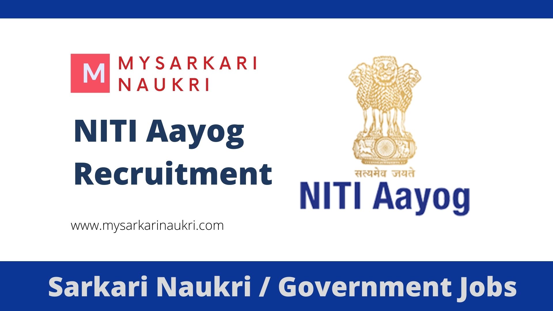 NITI Aayog Recruitment 2024 For Mission Director - MySarkariNaukri.com