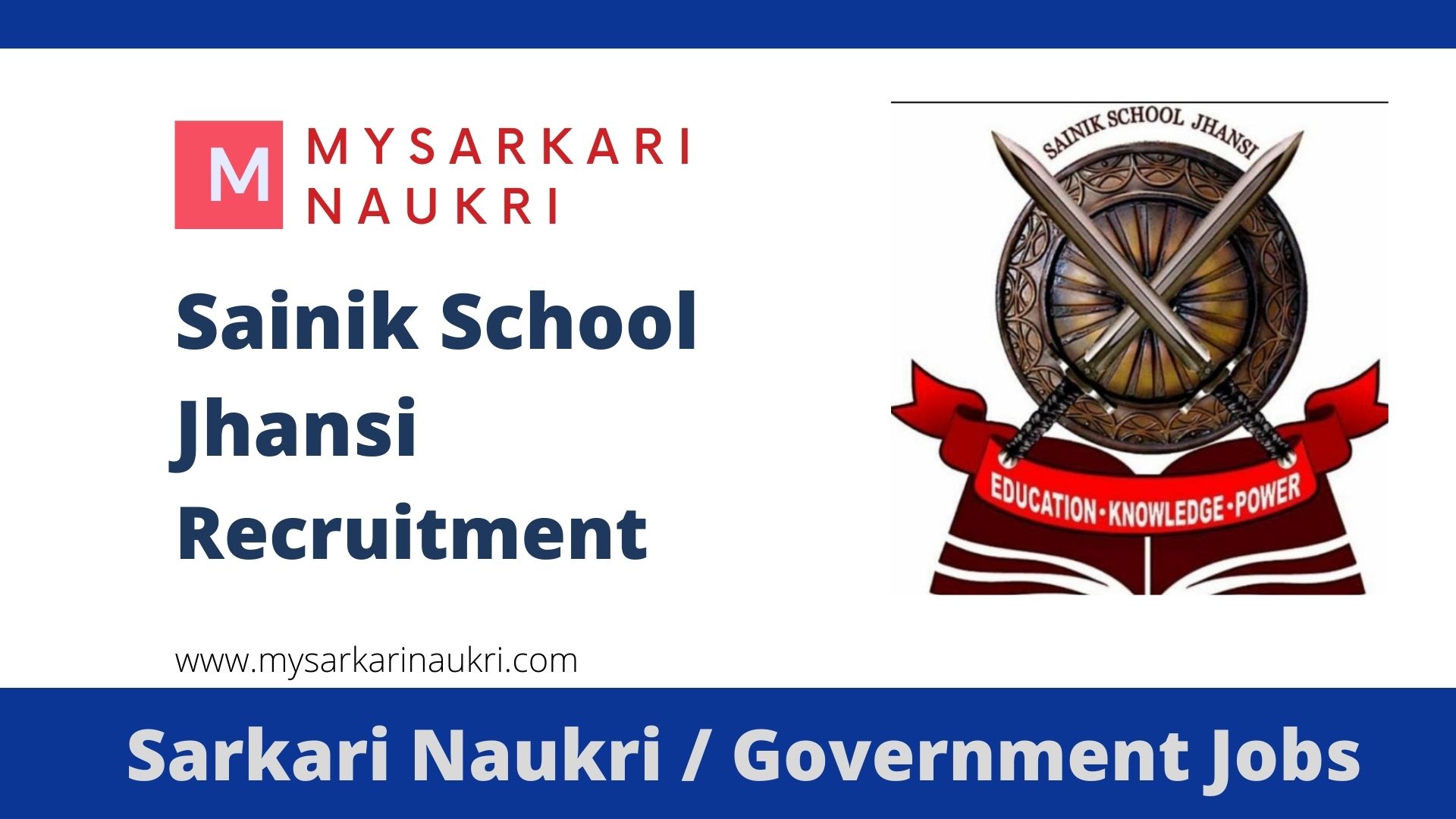 Sainik School Jhansi Recruitment 2024 For PGT, TGT - MySarkariNaukri.com